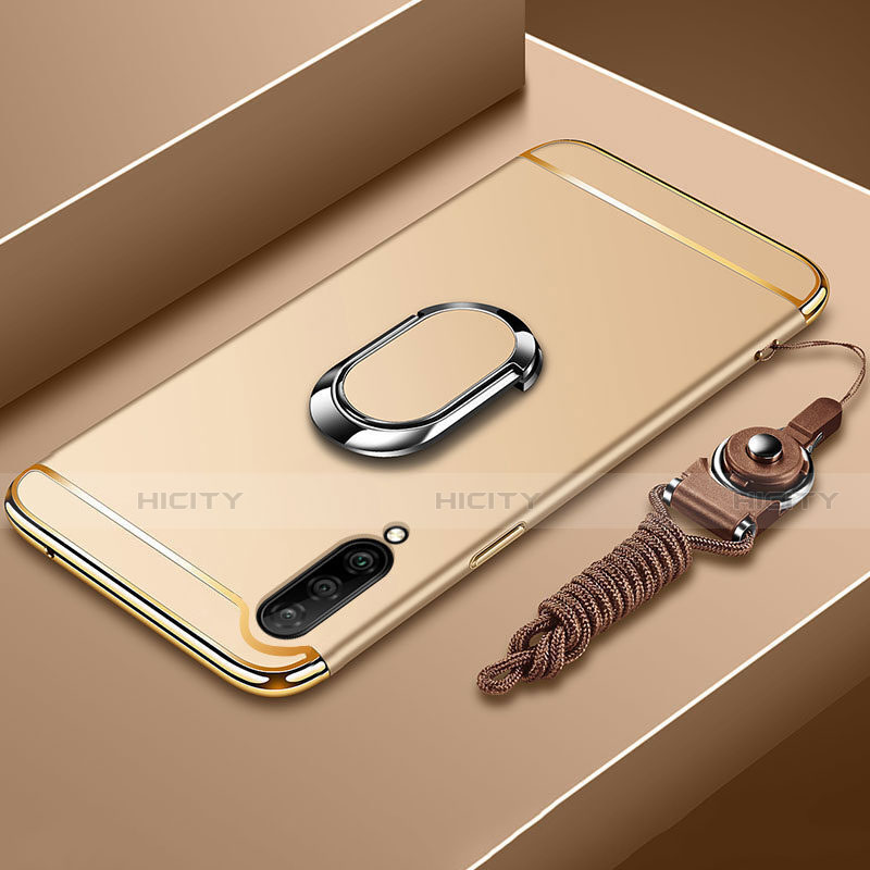 Custodia Lusso Metallo Laterale e Plastica Cover con Anello Supporto T01 per Xiaomi Mi A3 Oro