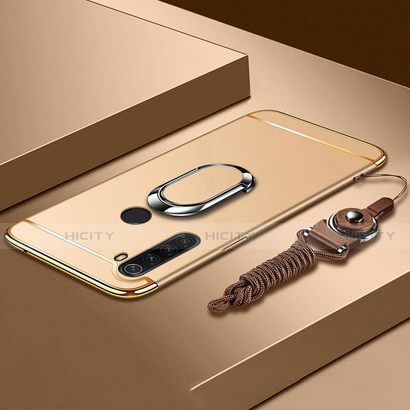 Custodia Lusso Metallo Laterale e Plastica Cover con Anello Supporto T01 per Xiaomi Redmi Note 8 (2021)