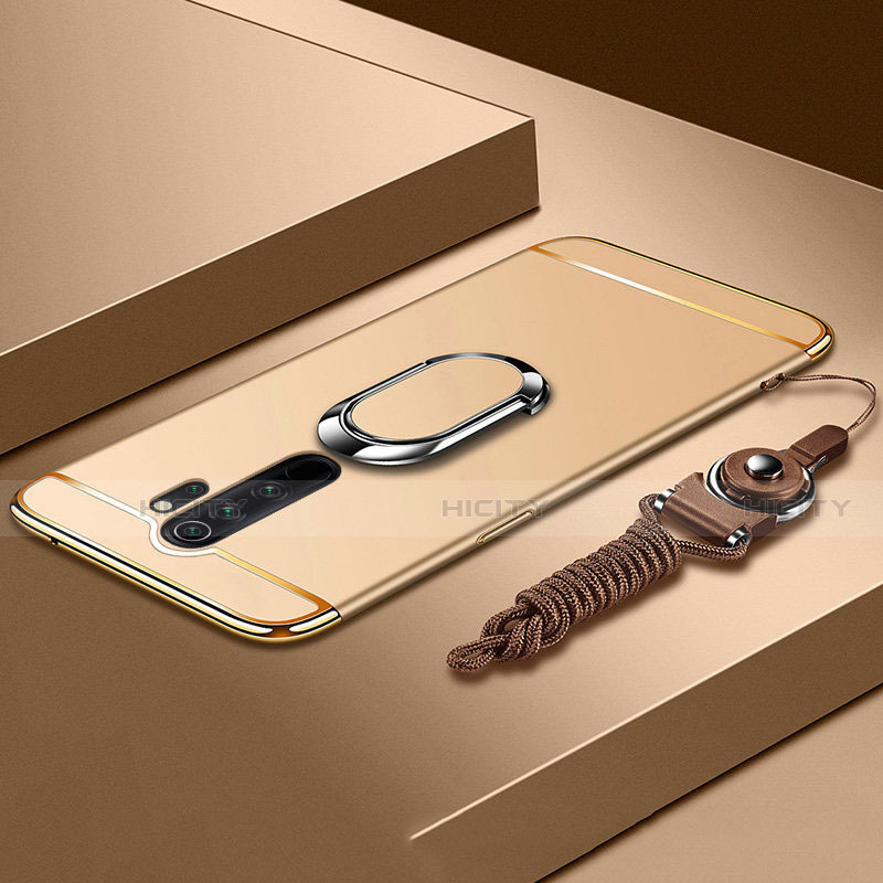 Custodia Lusso Metallo Laterale e Plastica Cover con Anello Supporto T01 per Xiaomi Redmi Note 8 Pro