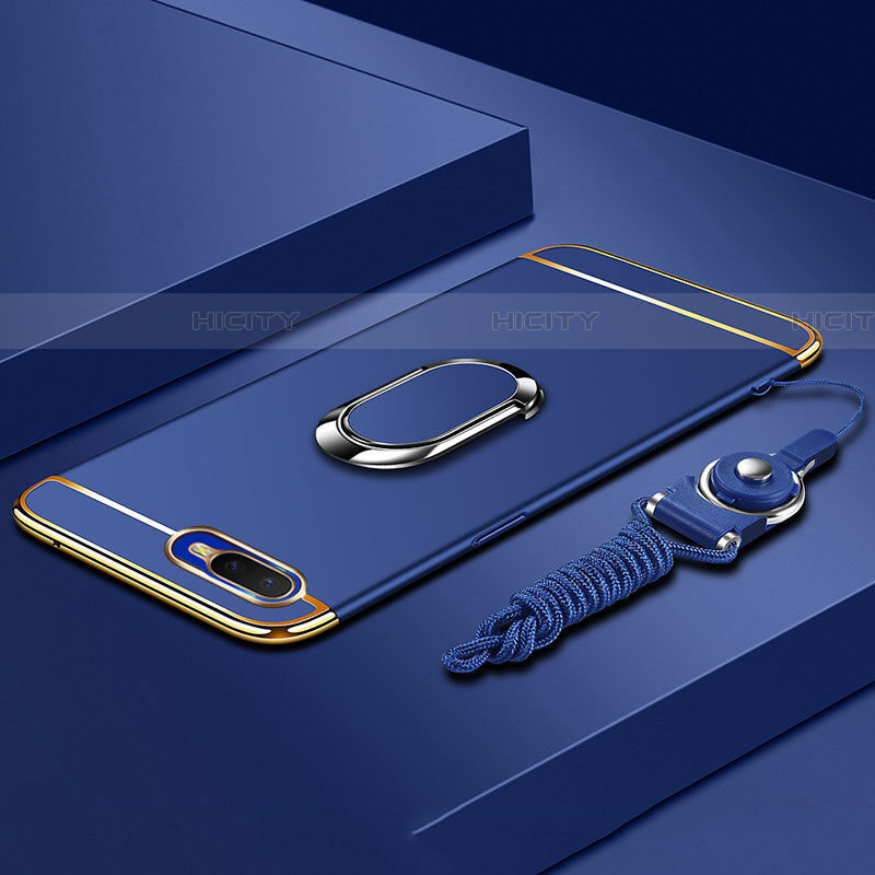 Custodia Lusso Metallo Laterale e Plastica Cover con Anello Supporto T02 per Oppo RX17 Neo