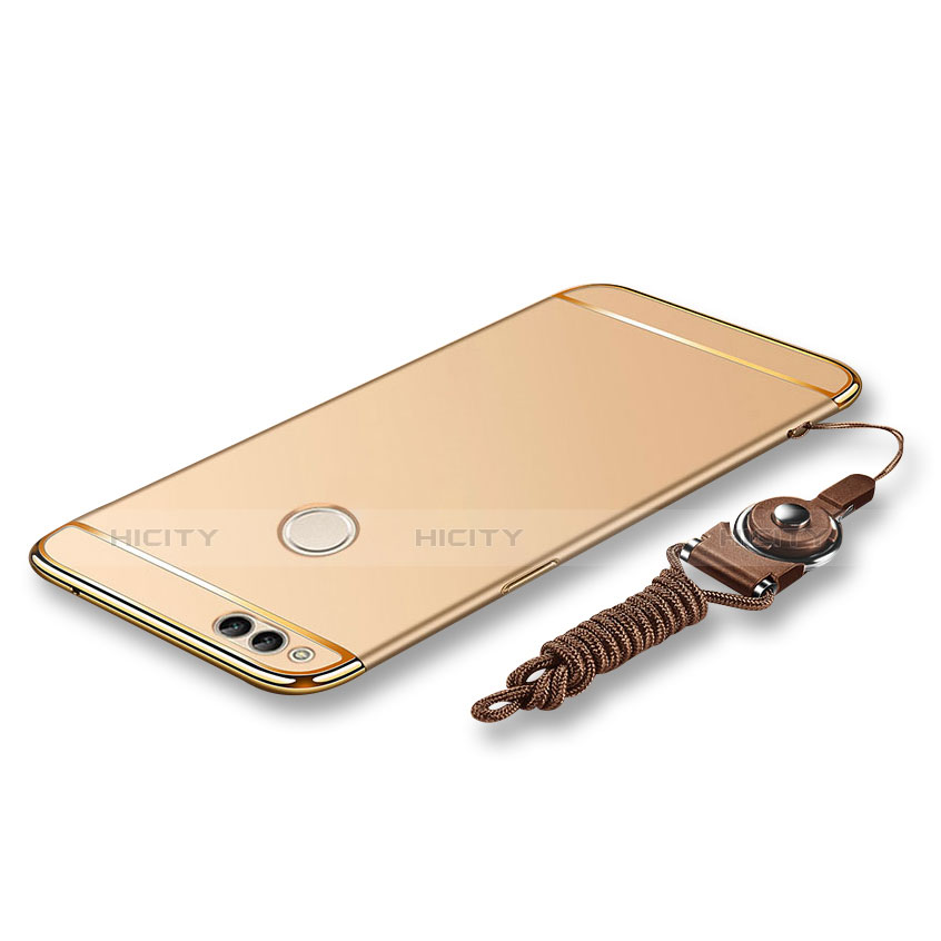 Custodia Lusso Metallo Laterale e Plastica Cover con Cordoncino per Huawei Honor 7X Oro