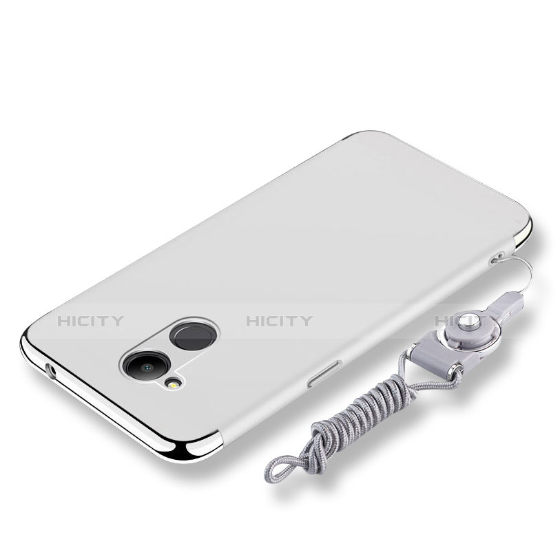 Custodia Lusso Metallo Laterale e Plastica Cover con Cordoncino per Huawei Honor V9 Play Argento