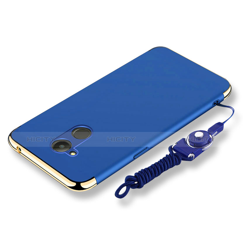 Custodia Lusso Metallo Laterale e Plastica Cover con Cordoncino per Huawei Honor V9 Play Blu