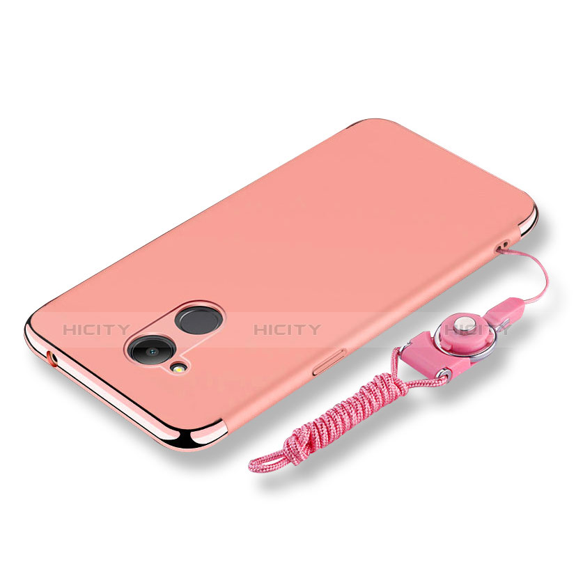 Custodia Lusso Metallo Laterale e Plastica Cover con Cordoncino per Huawei Honor V9 Play Oro Rosa