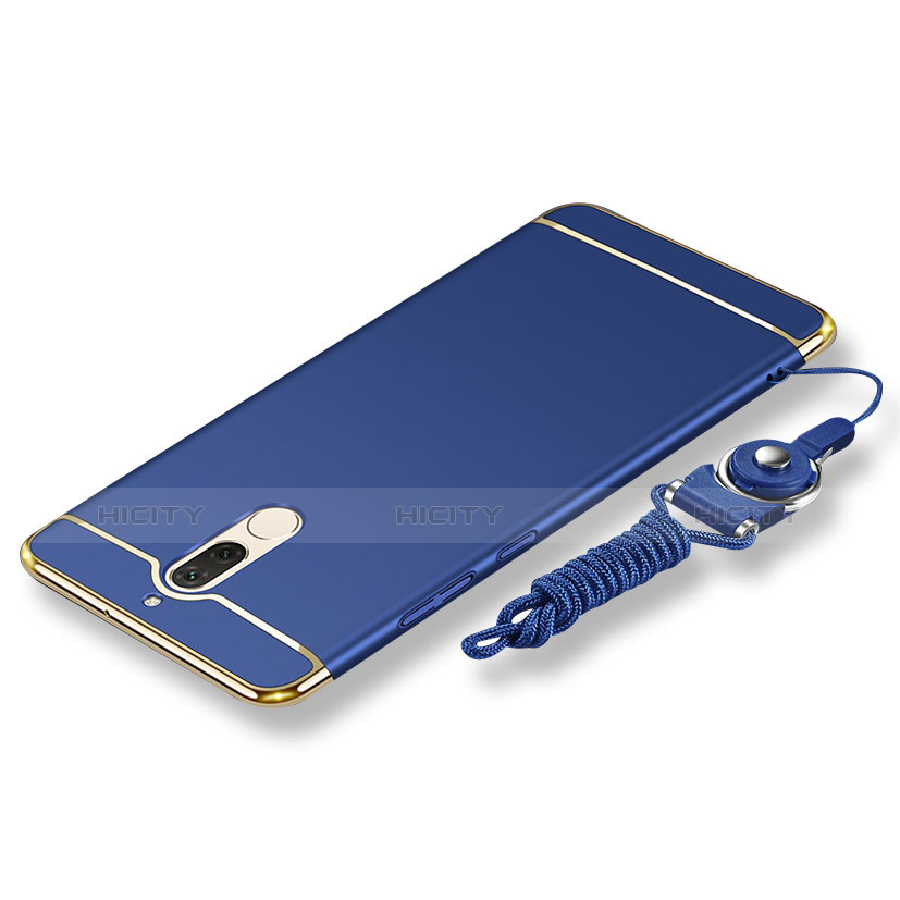 Custodia Lusso Metallo Laterale e Plastica Cover con Cordoncino per Huawei Nova 2i Blu
