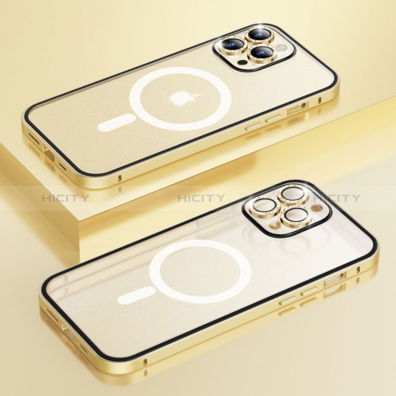 Custodia Lusso Metallo Laterale e Plastica Cover con Mag-Safe Magnetic Bling-Bling LF1 per Apple iPhone 13 Pro