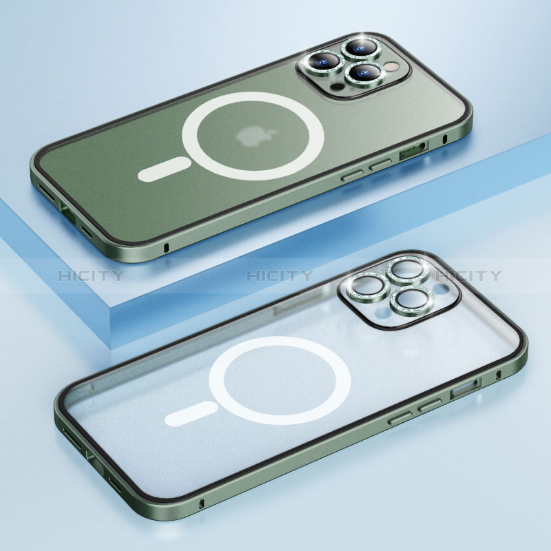 Custodia Lusso Metallo Laterale e Plastica Cover con Mag-Safe Magnetic Bling-Bling LF1 per Apple iPhone 13 Pro