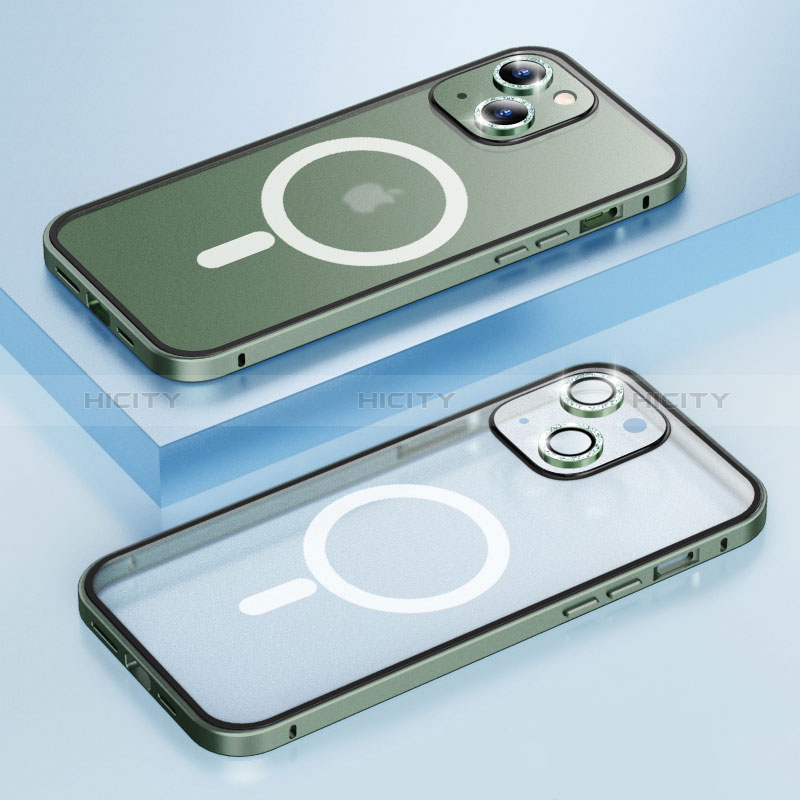 Custodia Lusso Metallo Laterale e Plastica Cover con Mag-Safe Magnetic Bling-Bling LF1 per Apple iPhone 15