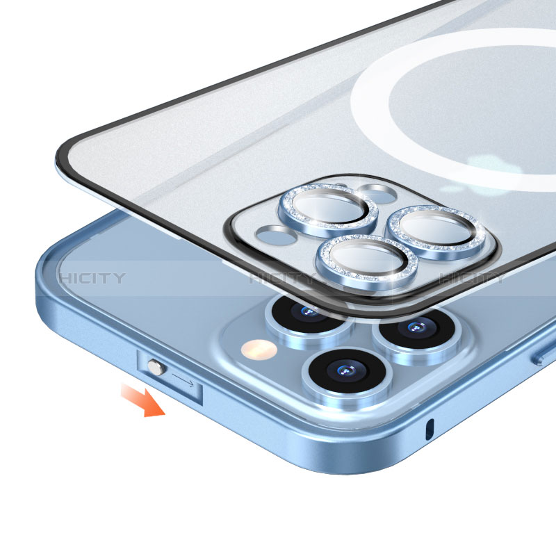 Custodia Lusso Metallo Laterale e Plastica Cover con Mag-Safe Magnetic Bling-Bling LF1 per Apple iPhone 15 Plus