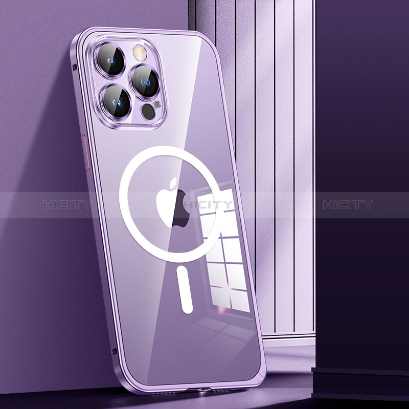 Custodia Lusso Metallo Laterale e Plastica Cover con Mag-Safe Magnetic JL1 per Apple iPhone 13 Pro