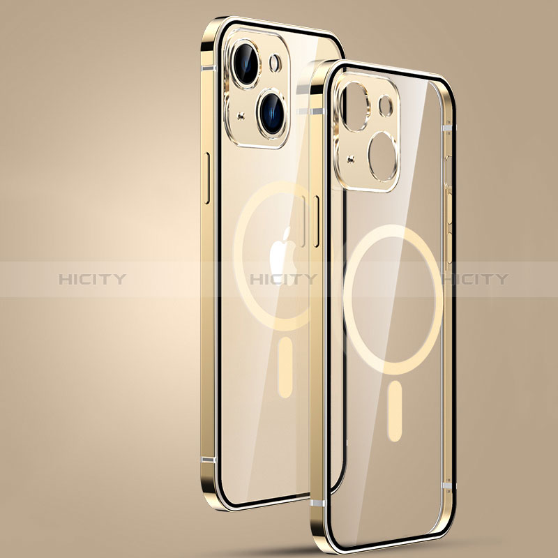 Custodia Lusso Metallo Laterale e Plastica Cover con Mag-Safe Magnetic JL3 per Apple iPhone 14 Oro