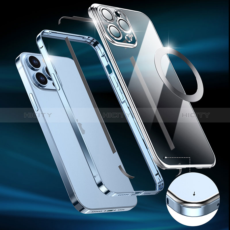 Custodia Lusso Metallo Laterale e Plastica Cover con Mag-Safe Magnetic LF3 per Apple iPhone 13