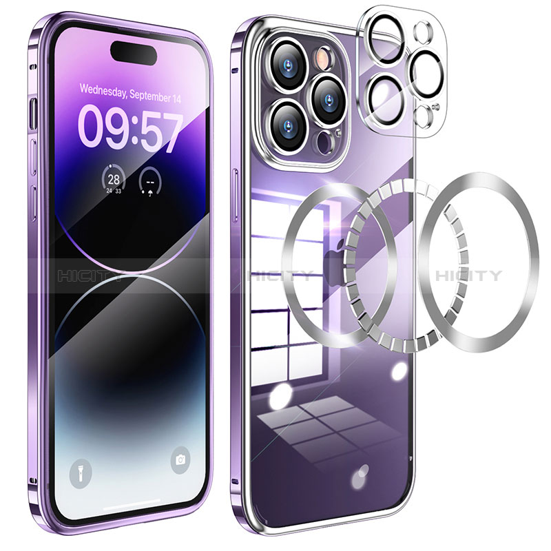 Custodia Lusso Metallo Laterale e Plastica Cover con Mag-Safe Magnetic LF3 per Apple iPhone 14 Pro