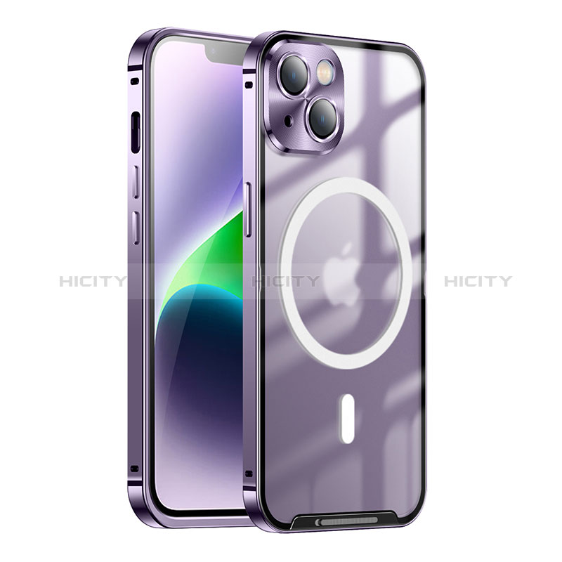 Custodia Lusso Metallo Laterale e Plastica Cover con Mag-Safe Magnetic LK1 per Apple iPhone 14 Plus