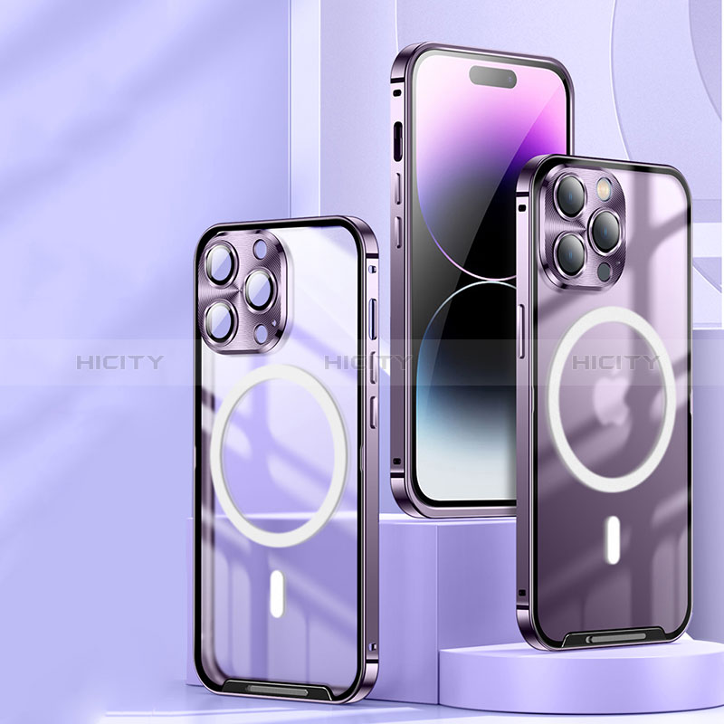 Custodia Lusso Metallo Laterale e Plastica Cover con Mag-Safe Magnetic LK2 per Apple iPhone 15 Pro Max