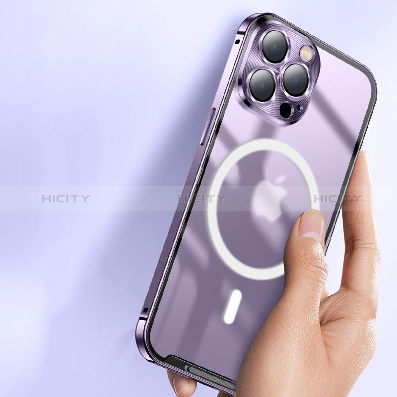 Custodia Lusso Metallo Laterale e Plastica Cover con Mag-Safe Magnetic LK2 per Apple iPhone 15 Pro Max