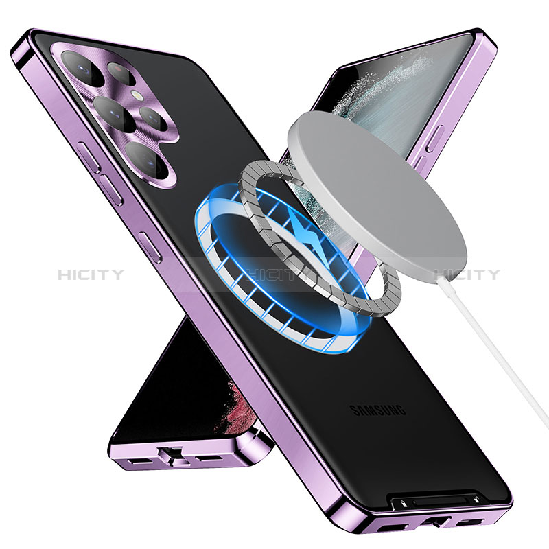 Custodia Lusso Metallo Laterale e Plastica Cover con Mag-Safe Magnetic LK2 per Samsung Galaxy S22 Ultra 5G