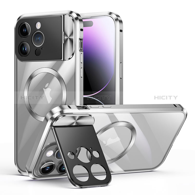 Custodia Lusso Metallo Laterale e Plastica Cover con Mag-Safe Magnetic LK4 per Apple iPhone 13 Pro Max