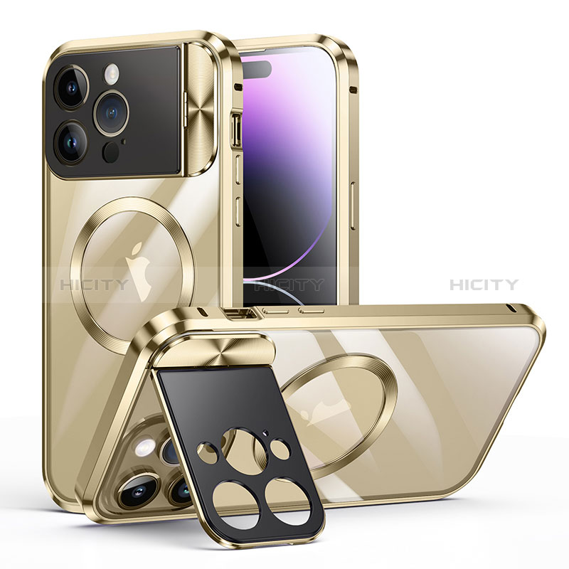 Custodia Lusso Metallo Laterale e Plastica Cover con Mag-Safe Magnetic LK4 per Apple iPhone 14 Pro Max