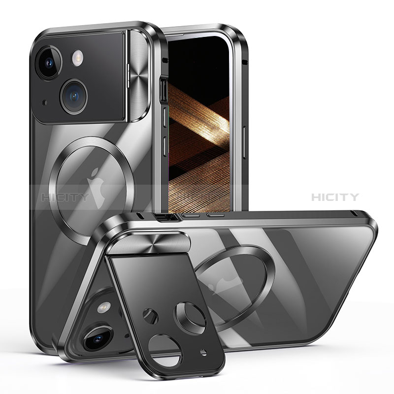 Custodia Lusso Metallo Laterale e Plastica Cover con Mag-Safe Magnetic LK4 per Apple iPhone 15