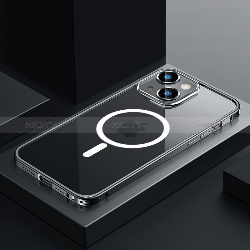 Custodia Lusso Metallo Laterale e Plastica Cover con Mag-Safe Magnetic QC3 per Apple iPhone 14 Plus Nero