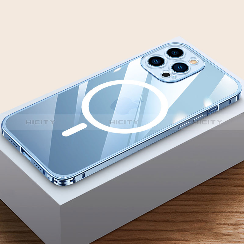 Custodia Lusso Metallo Laterale e Plastica Cover con Mag-Safe Magnetic QC4 per Apple iPhone 13 Pro