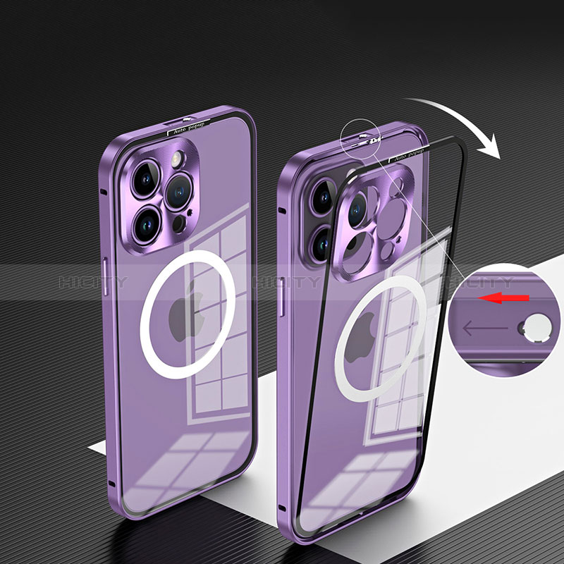 Custodia Lusso Metallo Laterale e Plastica Cover con Mag-Safe Magnetic QC5 per Apple iPhone 13 Pro