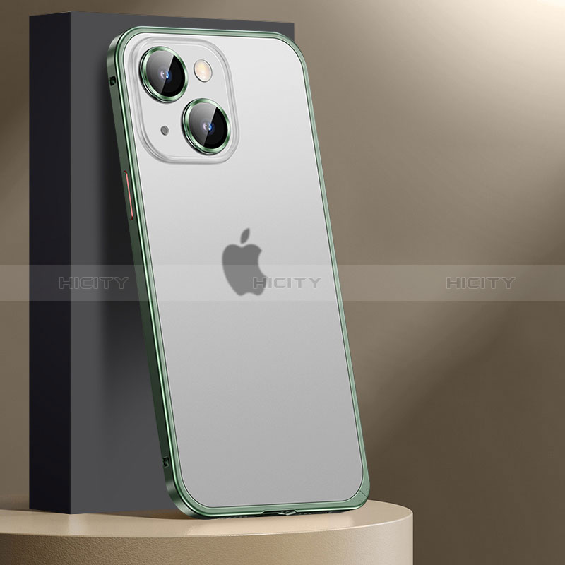 Custodia Lusso Metallo Laterale e Plastica Cover JL2 per Apple iPhone 14 Plus Verde