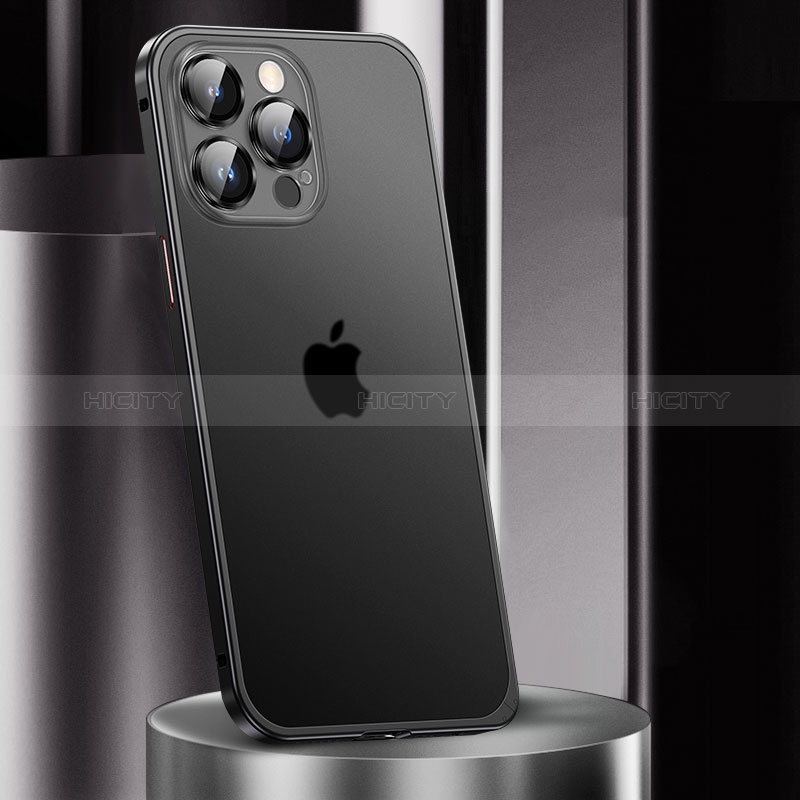 Custodia Lusso Metallo Laterale e Plastica Cover JL2 per Apple iPhone 14 Pro Max Nero