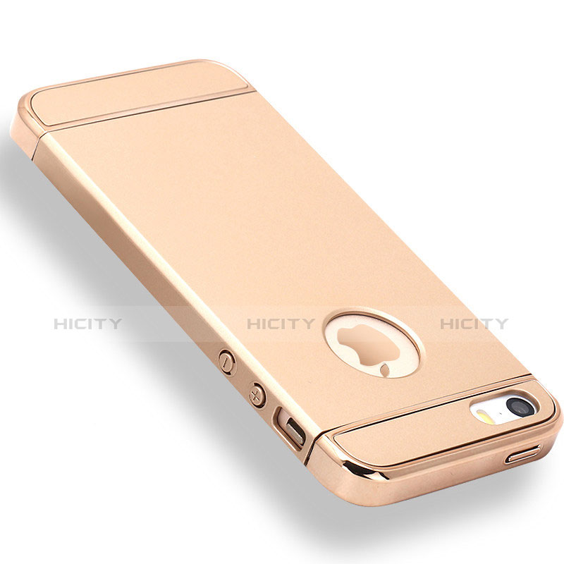 Custodia Lusso Metallo Laterale e Plastica Cover M01 per Apple iPhone 5 Oro