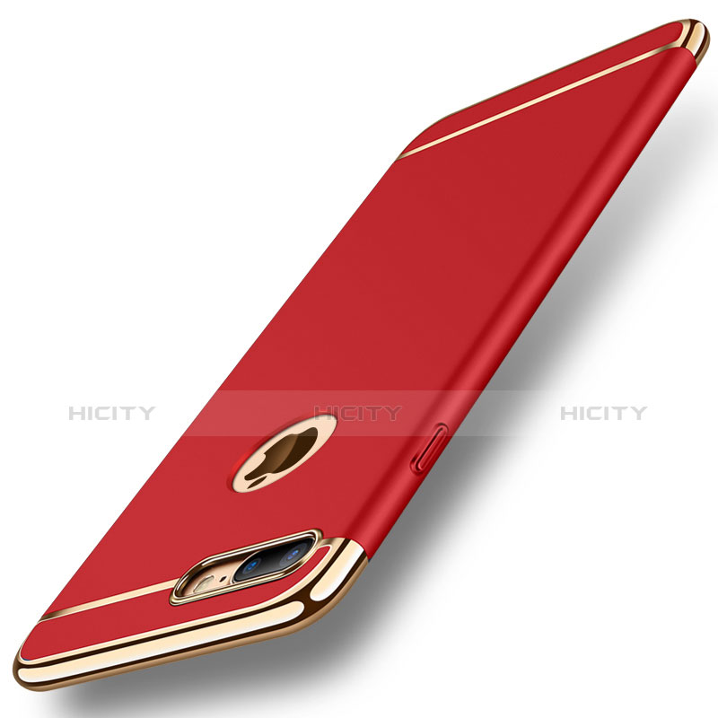 Custodia Lusso Metallo Laterale e Plastica Cover M01 per Apple iPhone 8 Plus Rosso