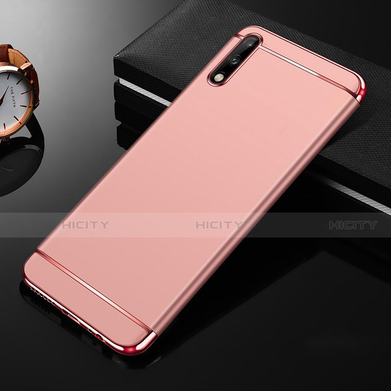 Custodia Lusso Metallo Laterale e Plastica Cover M01 per Huawei Enjoy 10 Oro Rosa