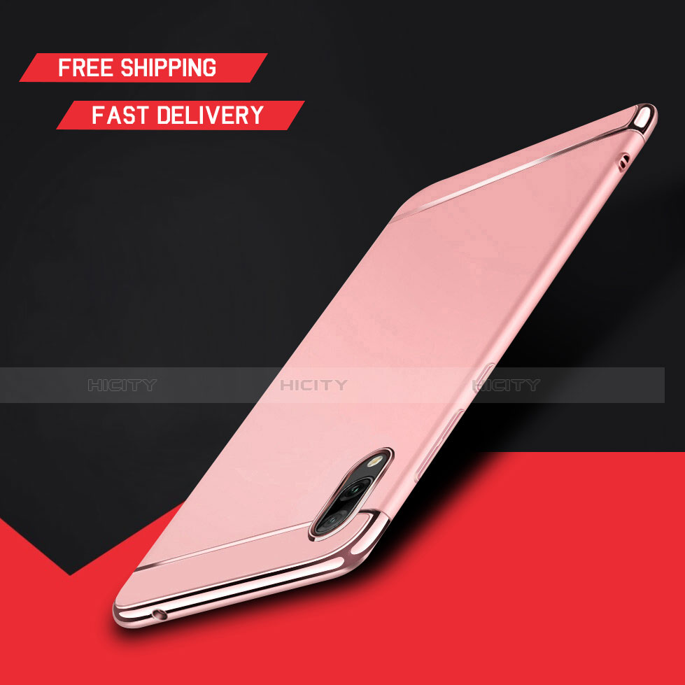 Custodia Lusso Metallo Laterale e Plastica Cover M01 per Huawei Y7 (2019) Oro Rosa