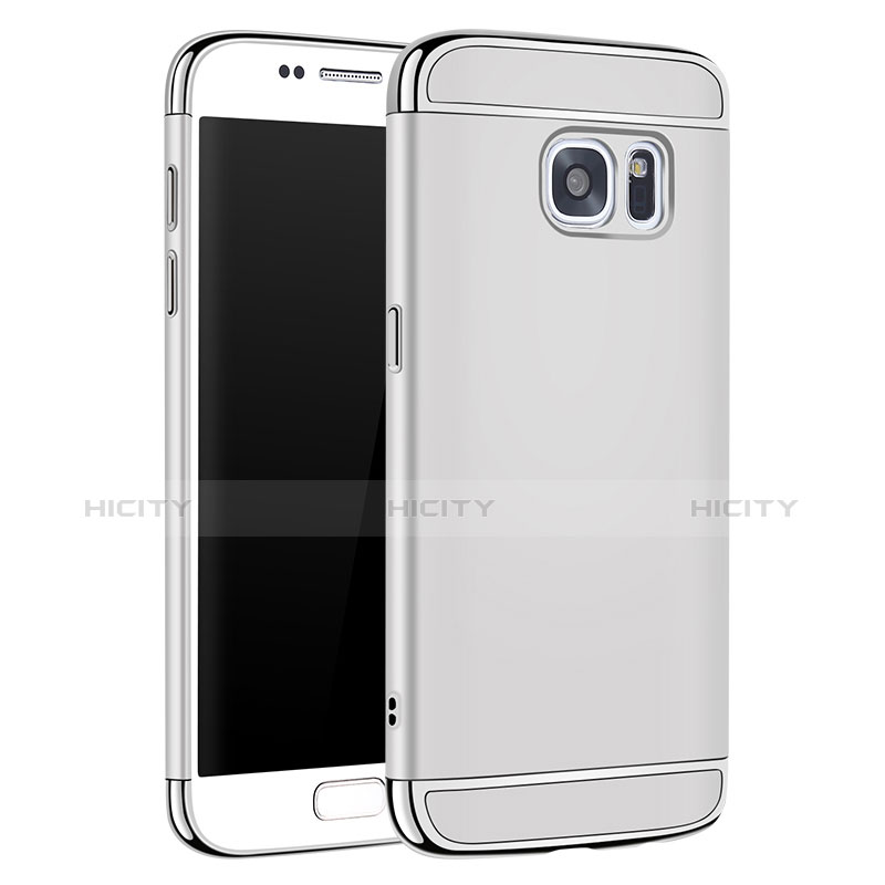 Custodia Lusso Metallo Laterale e Plastica Cover M01 per Samsung Galaxy S7 G930F G930FD Argento