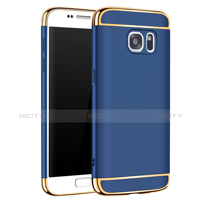 Custodia Lusso Metallo Laterale e Plastica Cover M01 per Samsung Galaxy S7 G930F G930FD Blu