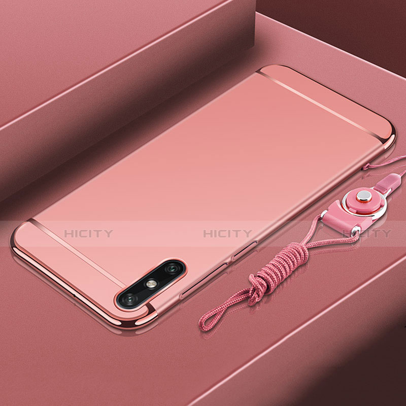 Custodia Lusso Metallo Laterale e Plastica Cover M03 per Huawei Enjoy 10e Oro Rosa