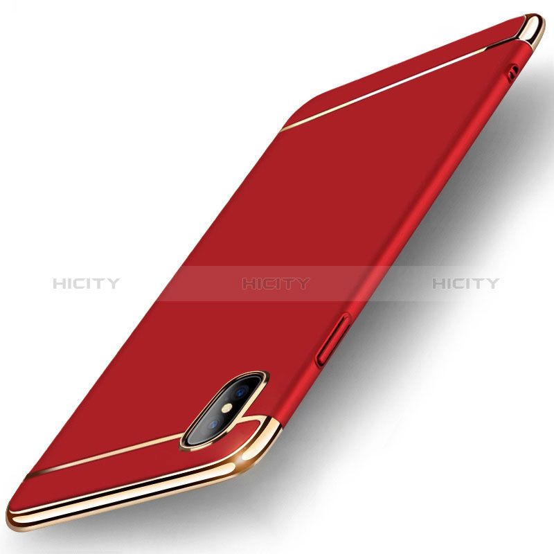 Custodia Lusso Metallo Laterale e Plastica Cover M05 per Apple iPhone Xs Max Rosso