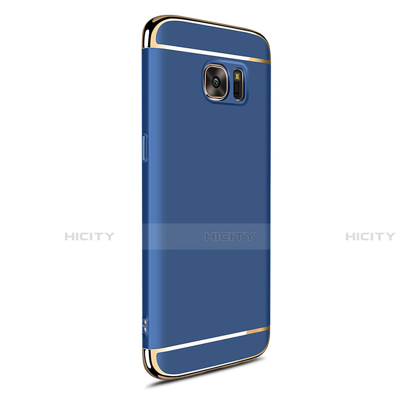 Custodia Lusso Metallo Laterale e Plastica Cover M05 per Samsung Galaxy S7 Edge G935F Blu