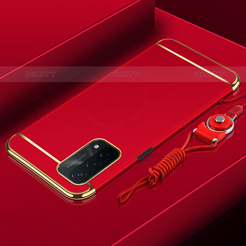 Custodia Lusso Metallo Laterale e Plastica Cover P01 per OnePlus Nord N200 5G Rosso