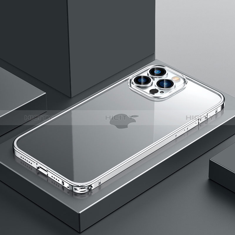 Custodia Lusso Metallo Laterale e Plastica Cover QC4 per Apple iPhone 12 Pro Argento