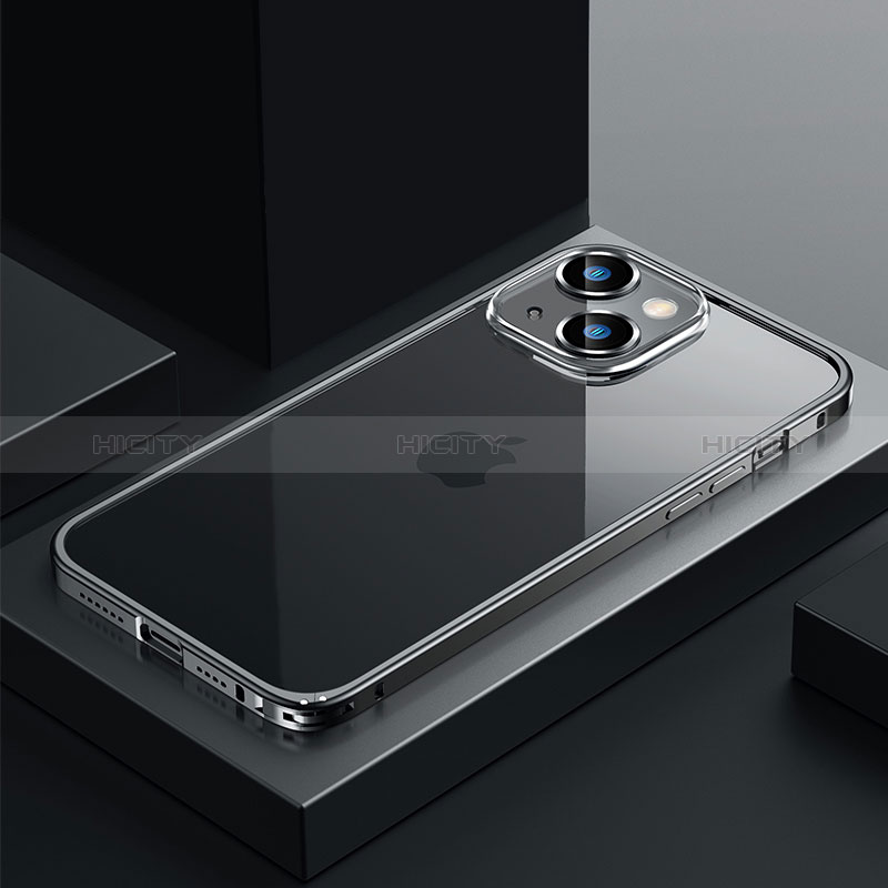 Custodia Lusso Metallo Laterale e Plastica Cover QC4 per Apple iPhone 13 Nero