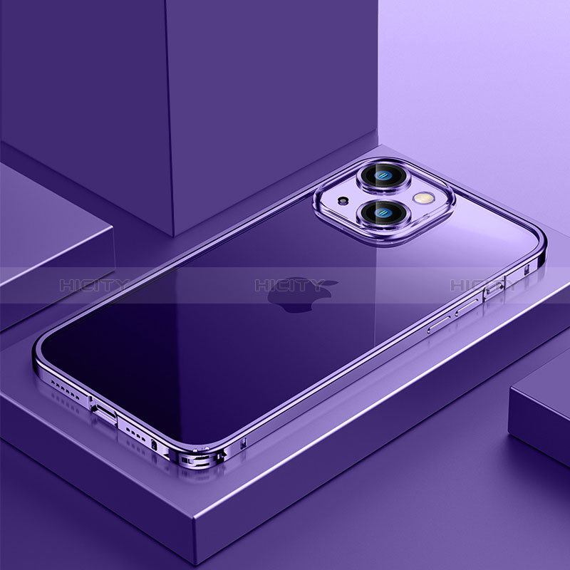 Custodia Lusso Metallo Laterale e Plastica Cover QC4 per Apple iPhone 13 Viola