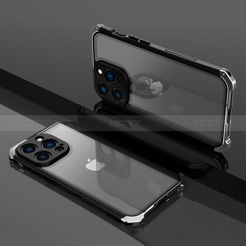 Custodia Lusso Metallo Laterale e Plastica Cover SQ1 per Apple iPhone 13 Pro Argento