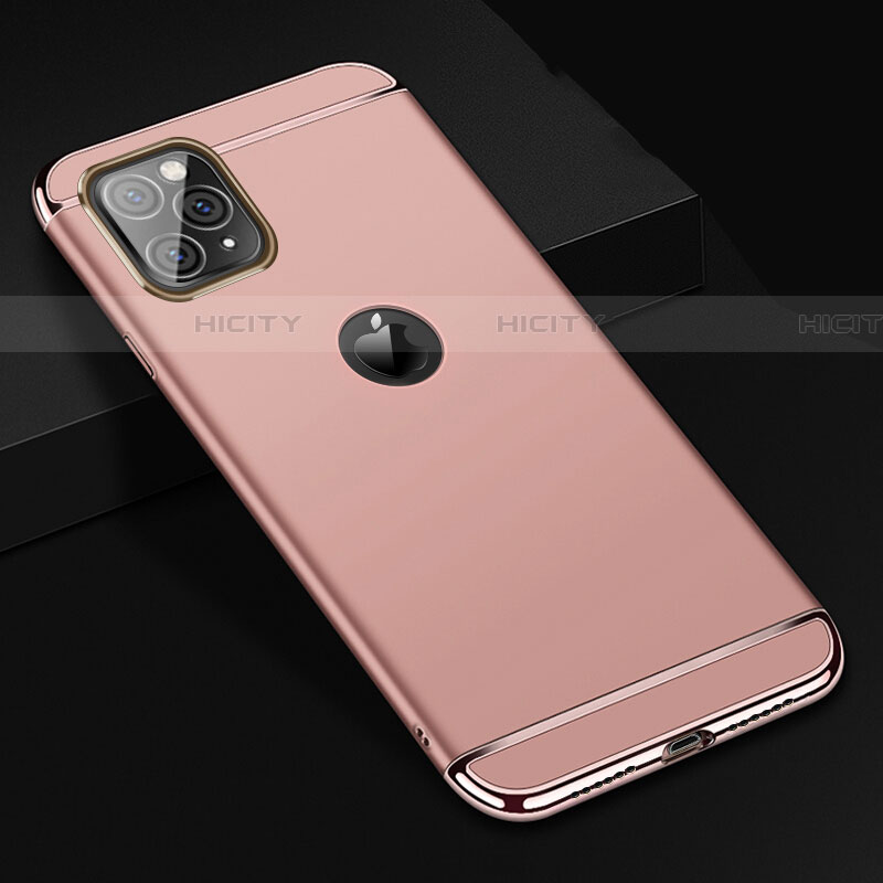 Custodia Lusso Metallo Laterale e Plastica Cover T01 per Apple iPhone 11 Pro Max Oro Rosa