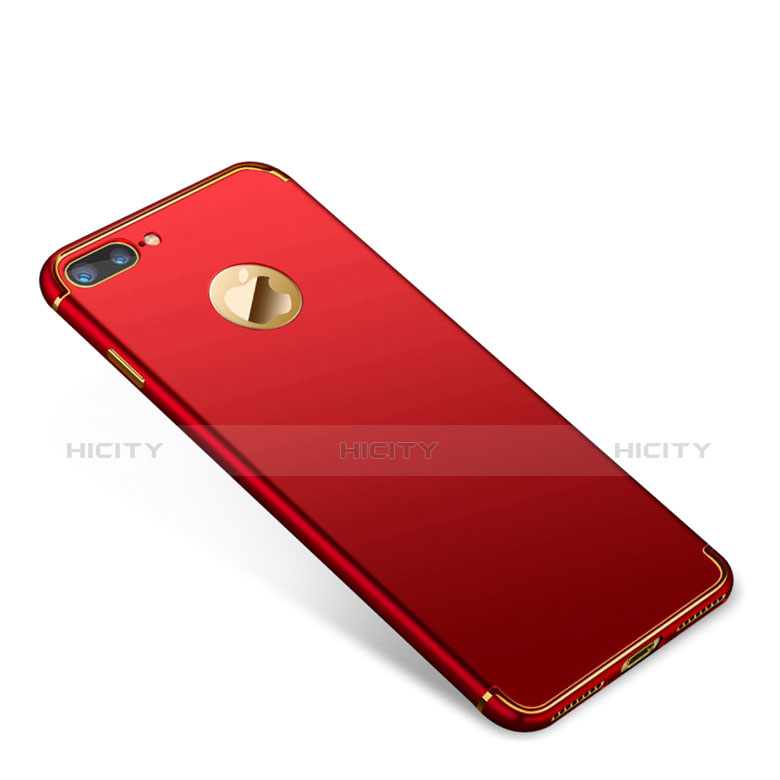 Custodia Lusso Metallo Laterale e Plastica Cover T01 per Apple iPhone 8 Plus Rosso