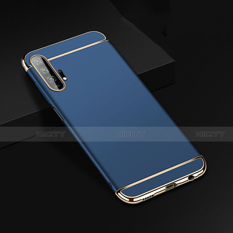 Custodia Lusso Metallo Laterale e Plastica Cover T01 per Huawei Honor 20 Pro Blu