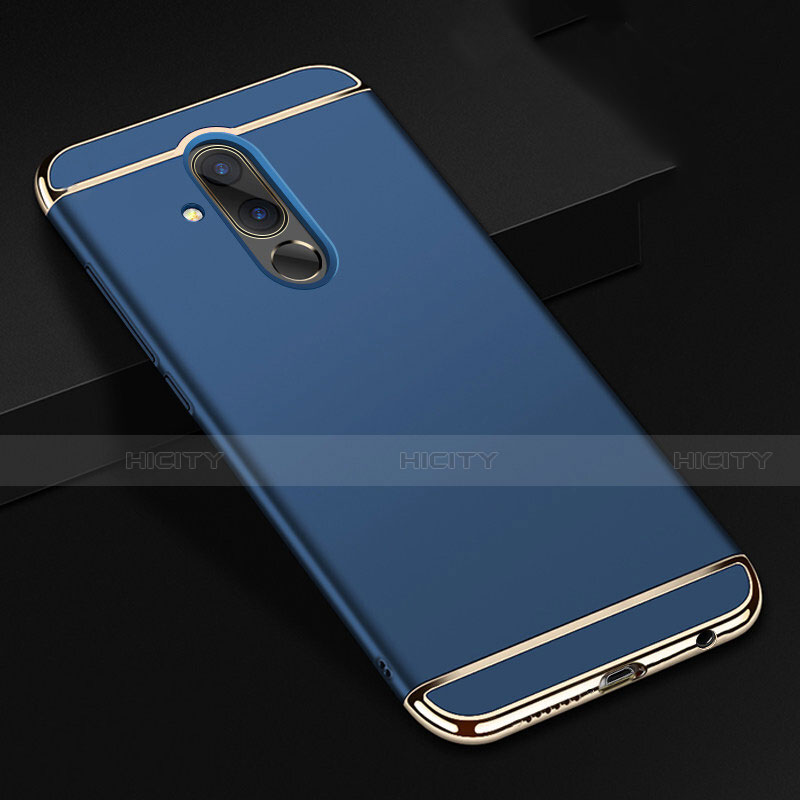 Custodia Lusso Metallo Laterale e Plastica Cover T01 per Huawei Mate 20 Lite Blu