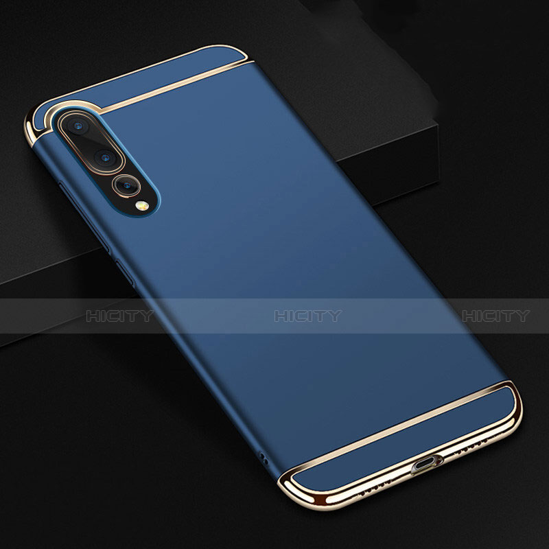 Custodia Lusso Metallo Laterale e Plastica Cover T01 per Huawei P20 Pro Blu