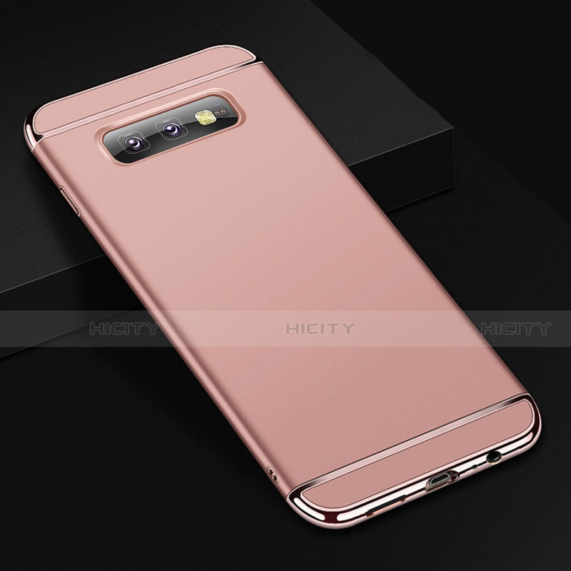 Custodia Lusso Metallo Laterale e Plastica Cover T01 per Samsung Galaxy S10e Oro Rosa