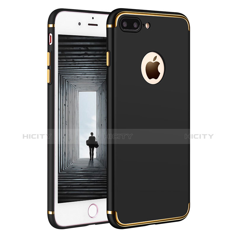 Custodia Lusso Metallo Laterale e Plastica F02 per Apple iPhone 7 Plus Nero